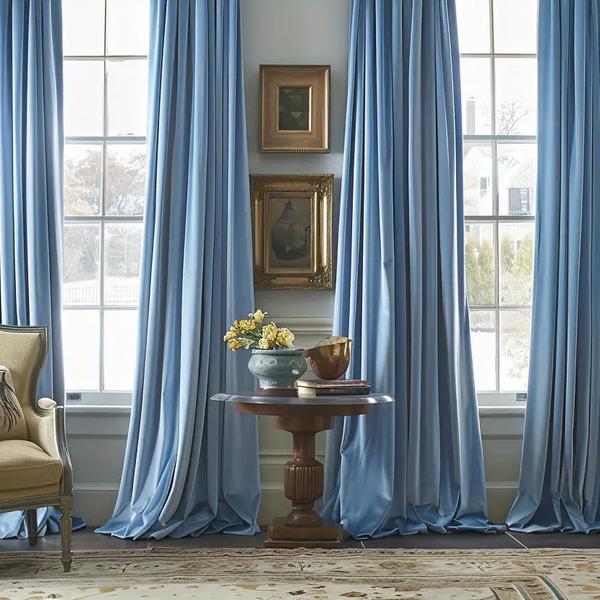 4 packs Glamour Opacity Acrylic Living Room Curtain-sky blue-Linas