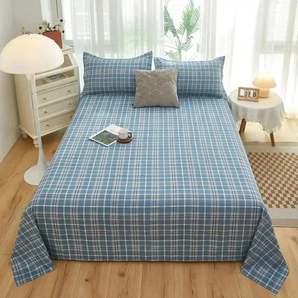 Bedroom Decor Flat Sheet with Pillowcases-Green tiles-Linas