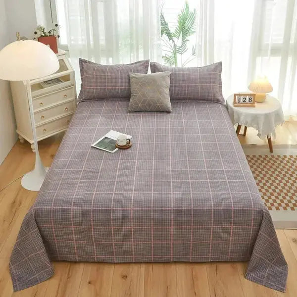 Bedroom Decor Flat Sheet with Pillowcases-coffee-Linas