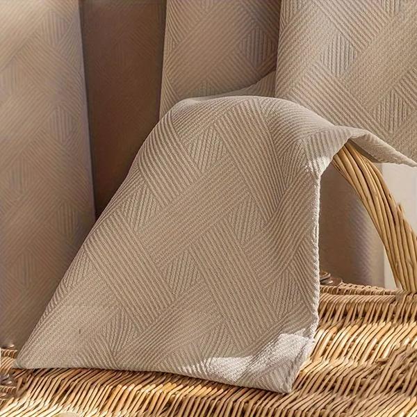 Luxury chenille blackout lounge curtain with grommets-Creamy Brown-Linas