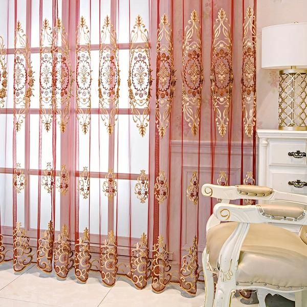 Modern Geometric Embroidered Living Room Curtains-Linas