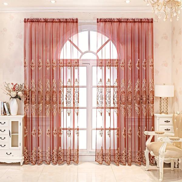 Modern Geometric Embroidered Living Room Curtains-Linas