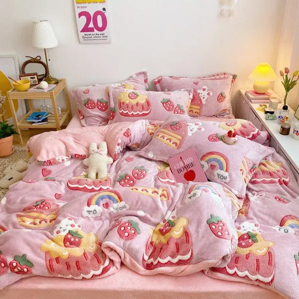 Princess Heart Velvet Duvet Cover Set 4 Piece-Sweetheart Baby-Linas
