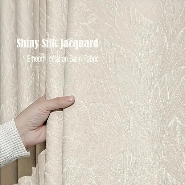 Romantic Golden Feather Textured Living Room Curtains-Linas