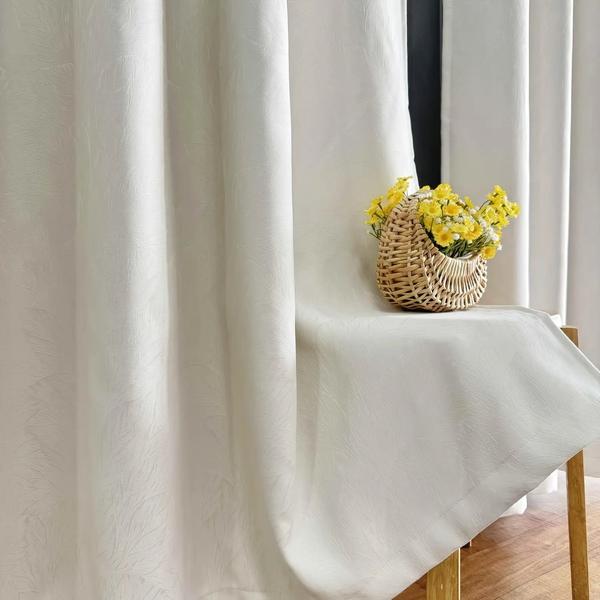 Romantic Golden Feather Textured Living Room Curtains-Linas