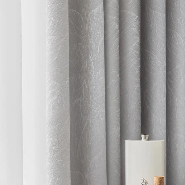 Romantic Golden Feather Textured Living Room Curtains-Linas