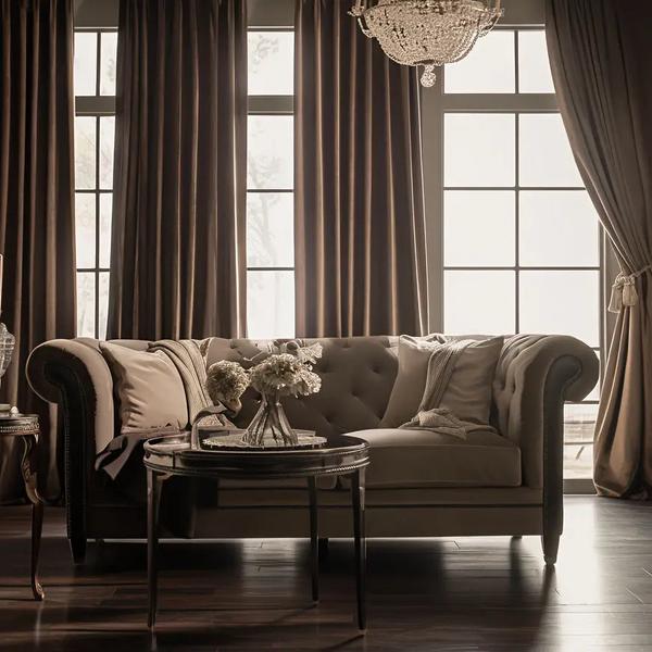 4 packs Glamour Opacity Acrylic Living Room Curtain-Brown-Linas