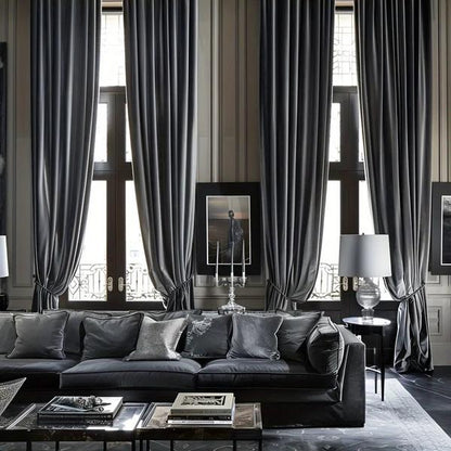 4 packs Glamour Opacity Acrylic Living Room Curtain-Dark Gray-Linas
