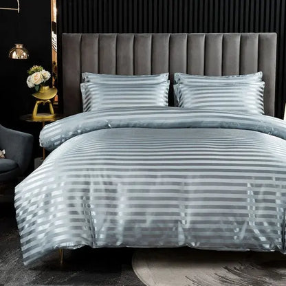 Charming Thick Fabric Duvet Cover Set 4 piece-Grey-Linas