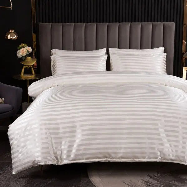 Charming Thick Fabric Duvet Cover Set 4 piece-White-Linas