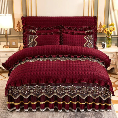 Bedding set luxury-Wine Red-Linas