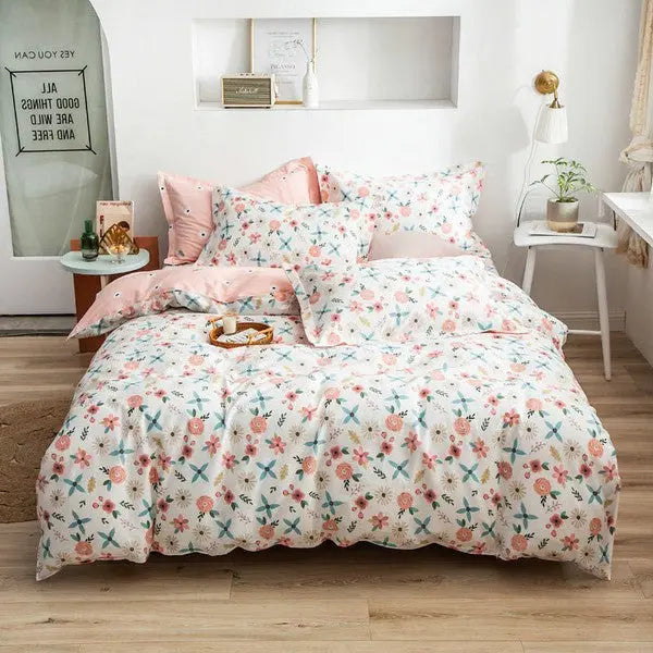 Hotel Quality Cotton Duvet cover Set 4 piece-Beauty in pink-Linas