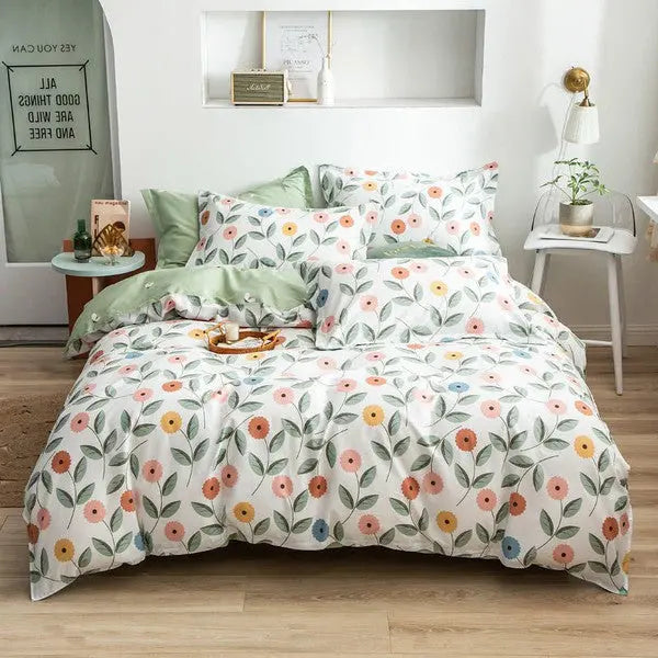Hotel Quality Cotton Duvet cover Set 4 piece-Flowery-Linas