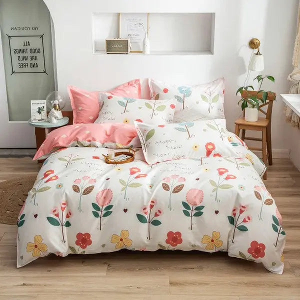 Hotel Quality Cotton Duvet cover Set 4 piece-Sweet taste-Linas