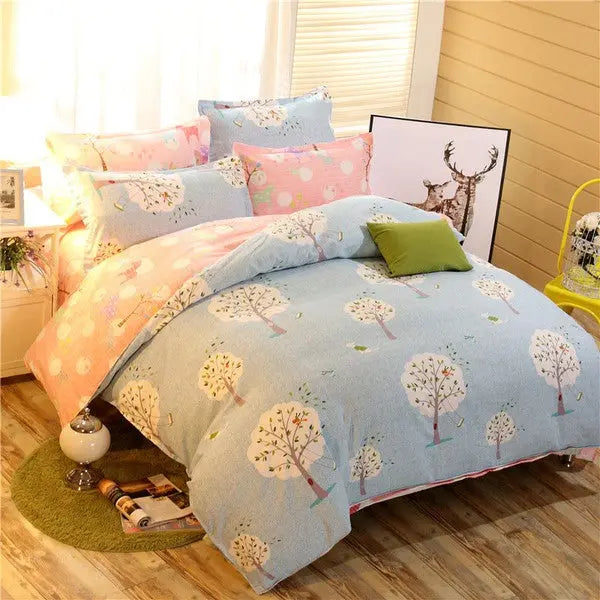 Kids Cashmere cotton Duvet Cover Set 4 piece-Winter Tree-Linas