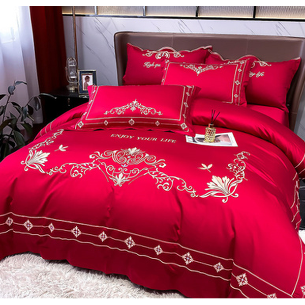 Bedding set luxury-Wine Red-Linas