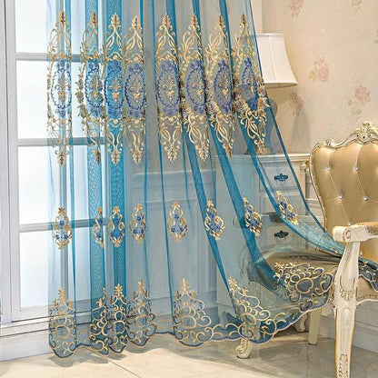 Modern Geometric Embroidered Living Room Curtains-Linas