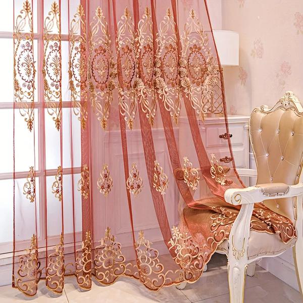 Modern Geometric Embroidered Living Room Curtains-Linas