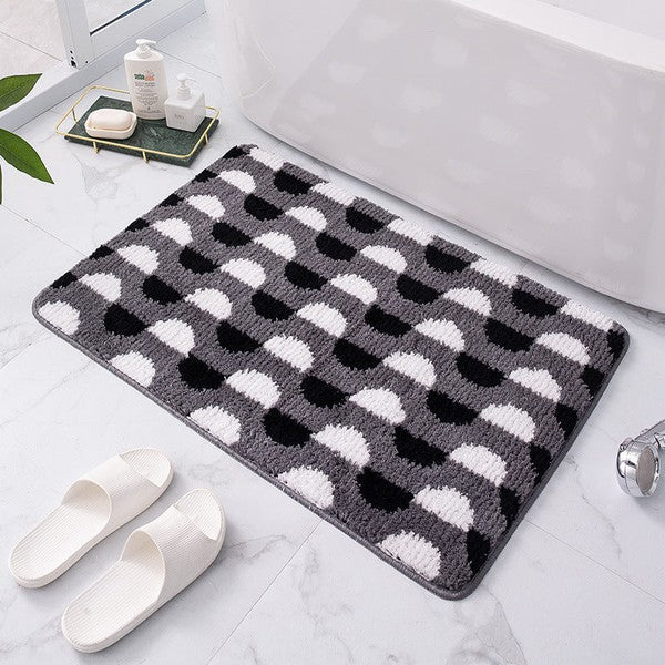 Bath Mat-Black and white semicircle-Linas