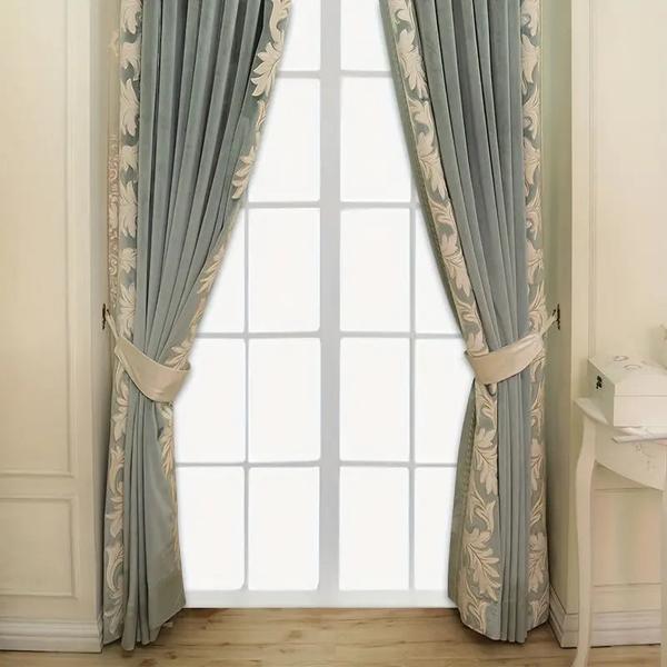 Thick Flannel Embroidery Sunshade Luxury Curtains-Linas