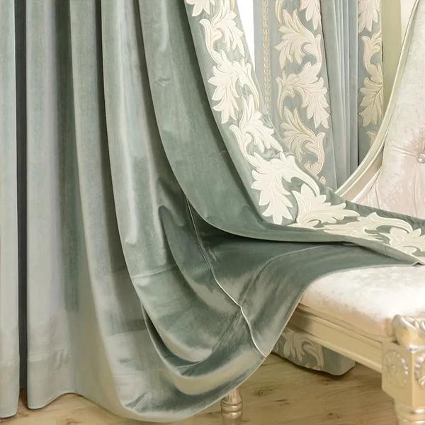 Thick Flannel Embroidery Sunshade Luxury Curtains-Linas